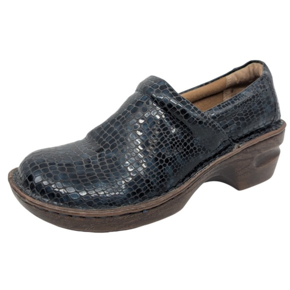 BOC Bern Concept Black Faux Snakeskin Mule Clogs Women's Size‎ 7M Comfort Shoes